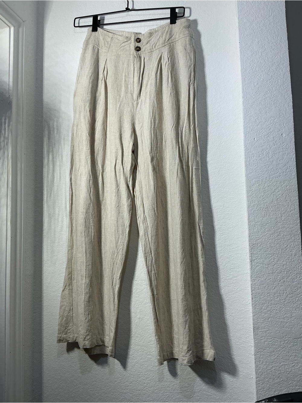 Relaxed Wide-Leg Chinos in Cream — Men's Linen-Blend Pants